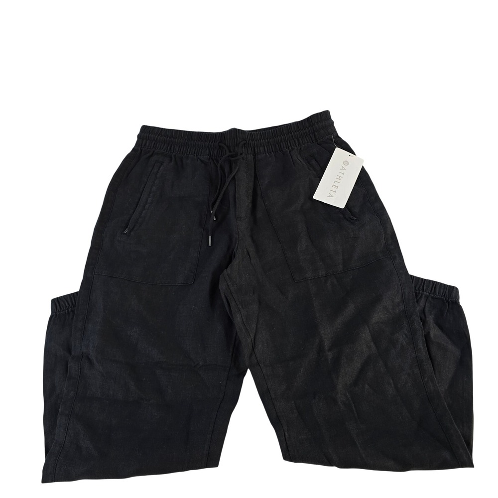 Athleta Retreat Linen Jogger Pants Black Small NWT 851026-01-2-0022